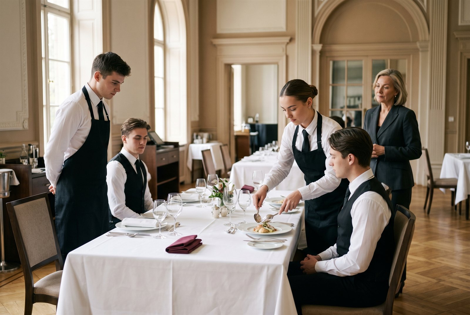 Fine-dining training at the MJIC Hospitality School