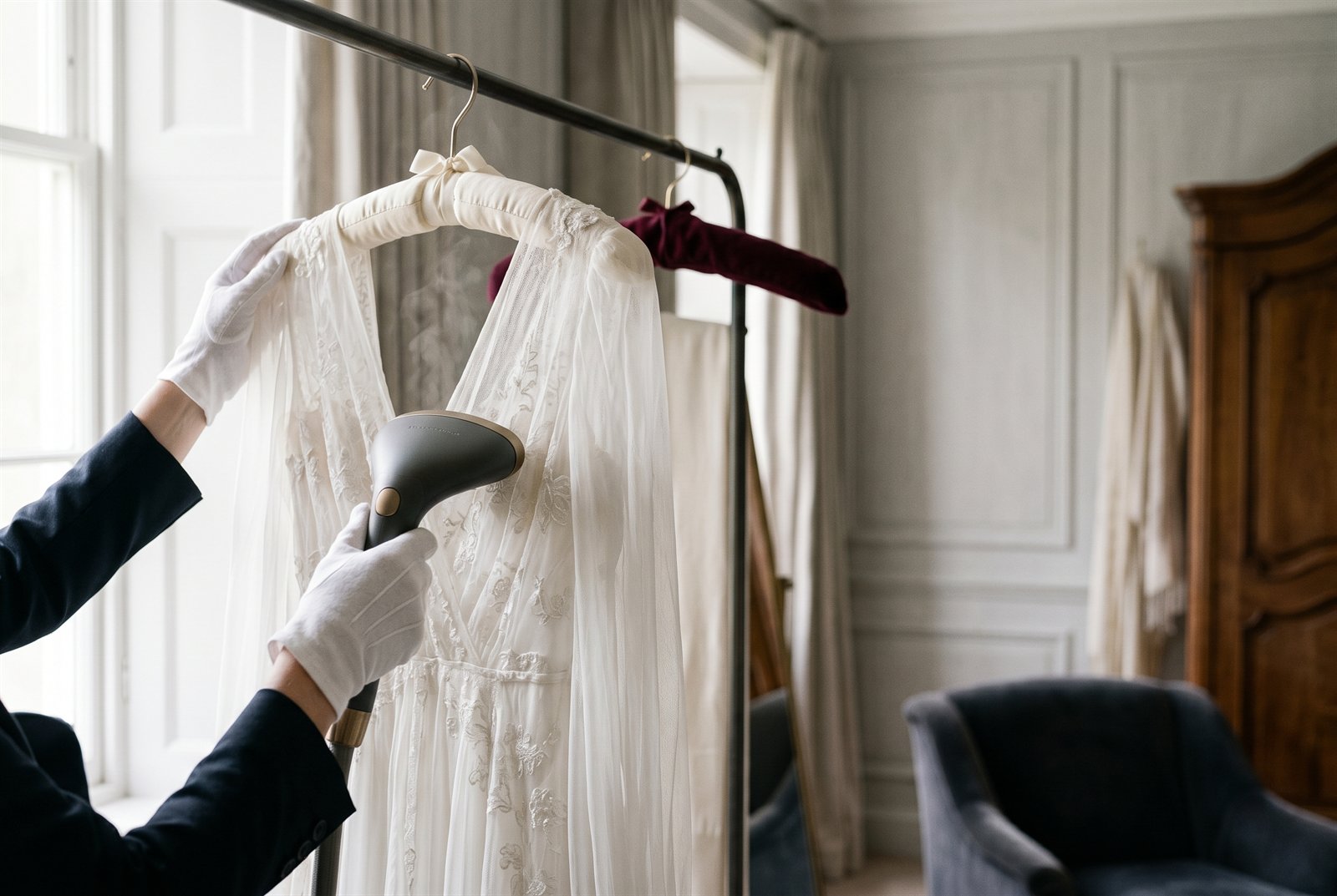 Steaming and careful garment care for couture