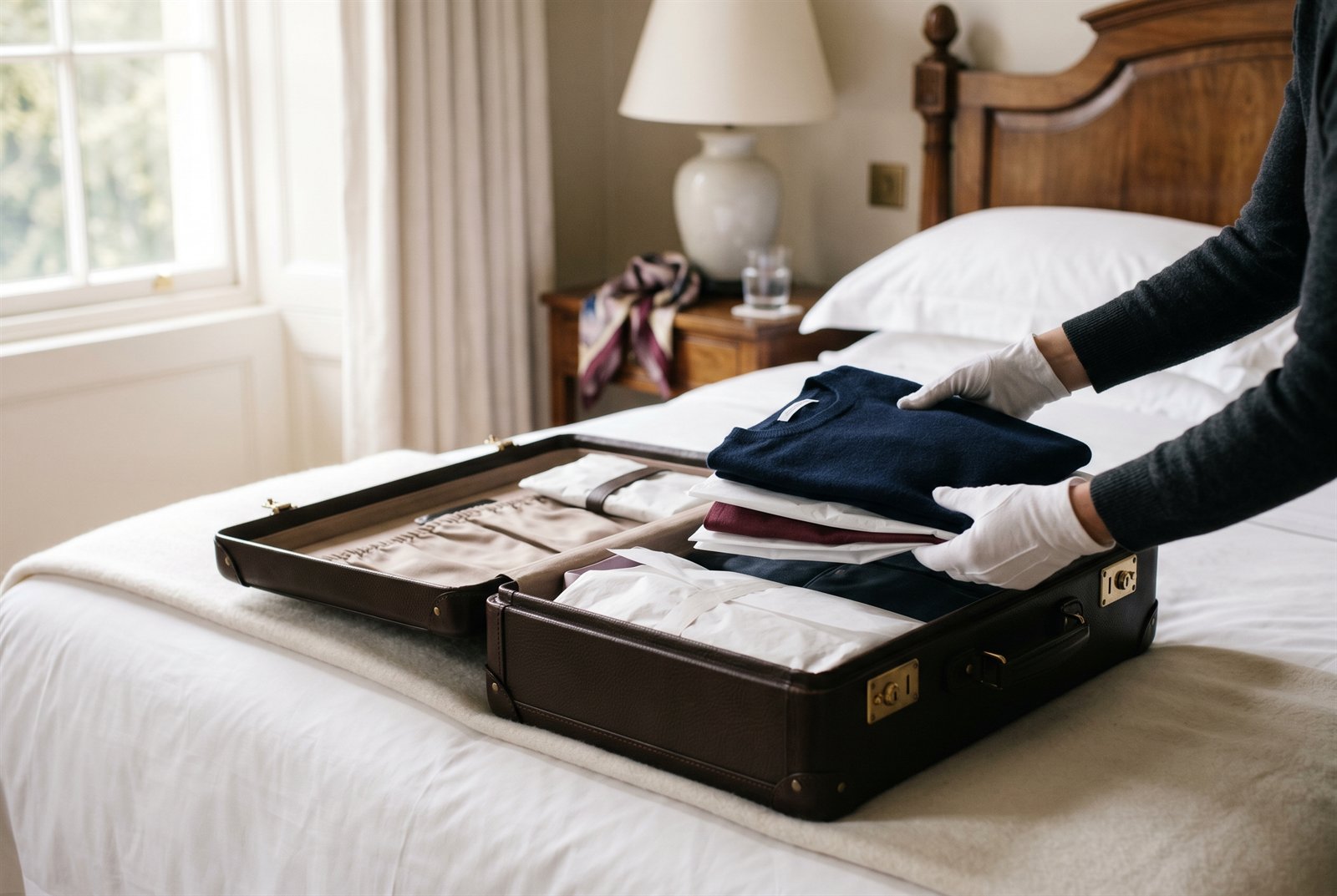 Expert packing of fine garments for travel